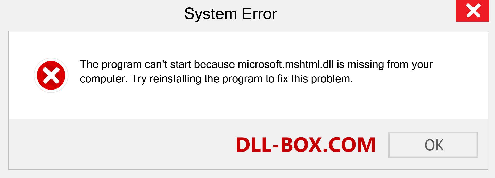  microsoft.mshtml.dll file is missing?. Download for Windows 7, 8, 10 - Fix  microsoft.mshtml dll Missing Error on Windows, photos, images