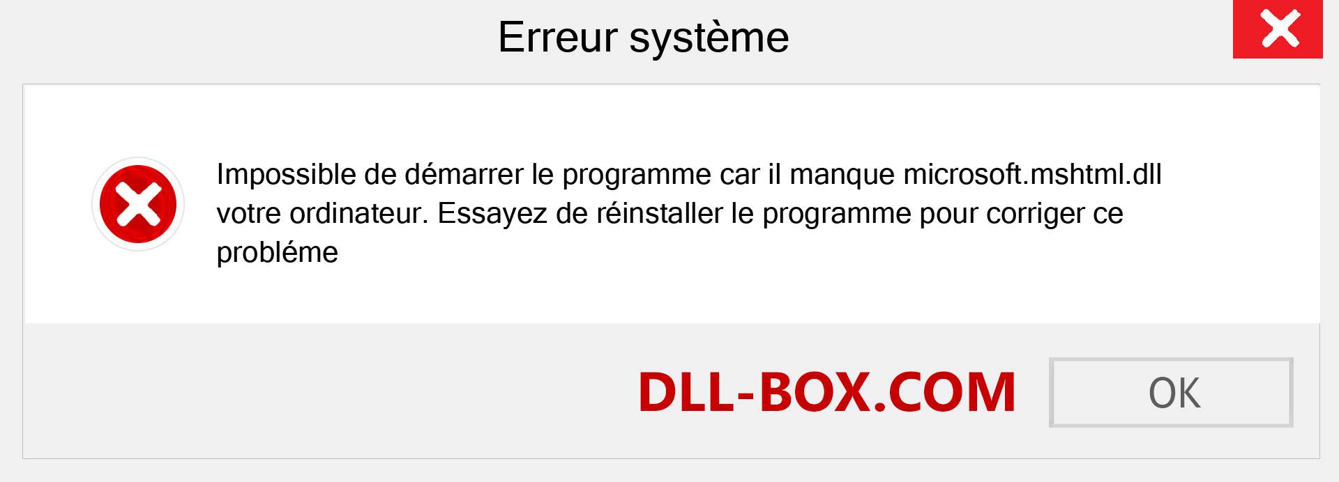 Le fichier microsoft.mshtml.dll est manquant ?. Télécharger pour Windows 7, 8, 10 - Correction de l'erreur manquante microsoft.mshtml dll sur Windows, photos, images